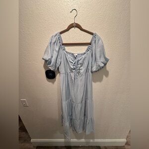 Chic Light Blue Off-Shoulder Midi Dress